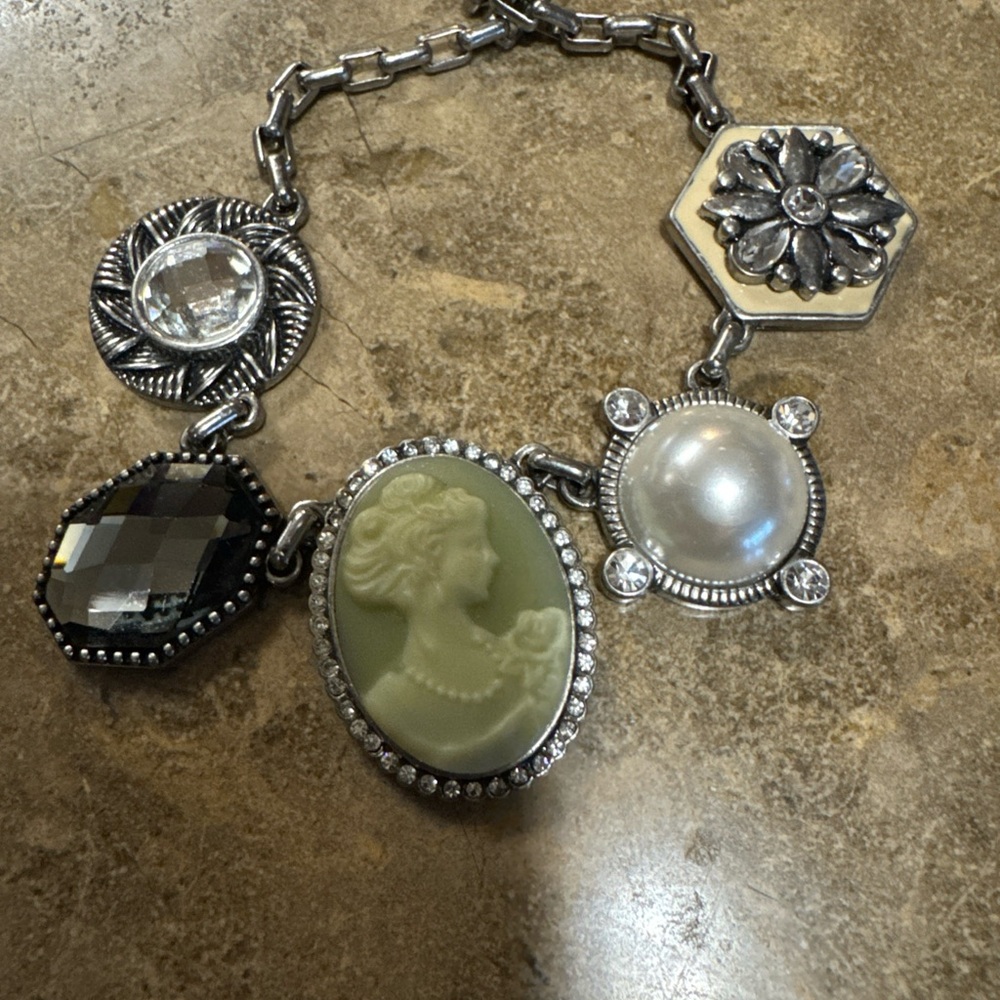 Lia Sophia Silver and Green Charm Necklace